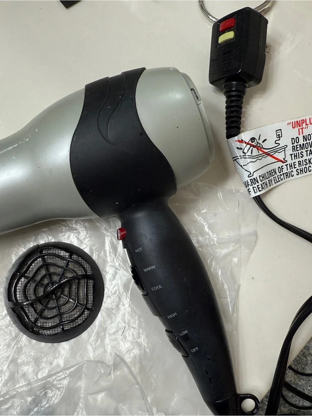 Revlon 1875W Volumizing Turbo Hair Dryer Model RV473 Black Silver Dryer Used